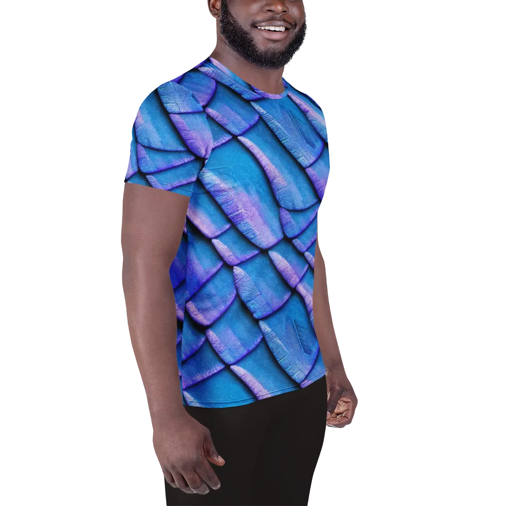 Electric Scales on Men's Athletic T-Shirt — Right