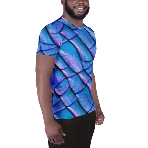 Electric Scales on a Men's Athletic T-Shirt