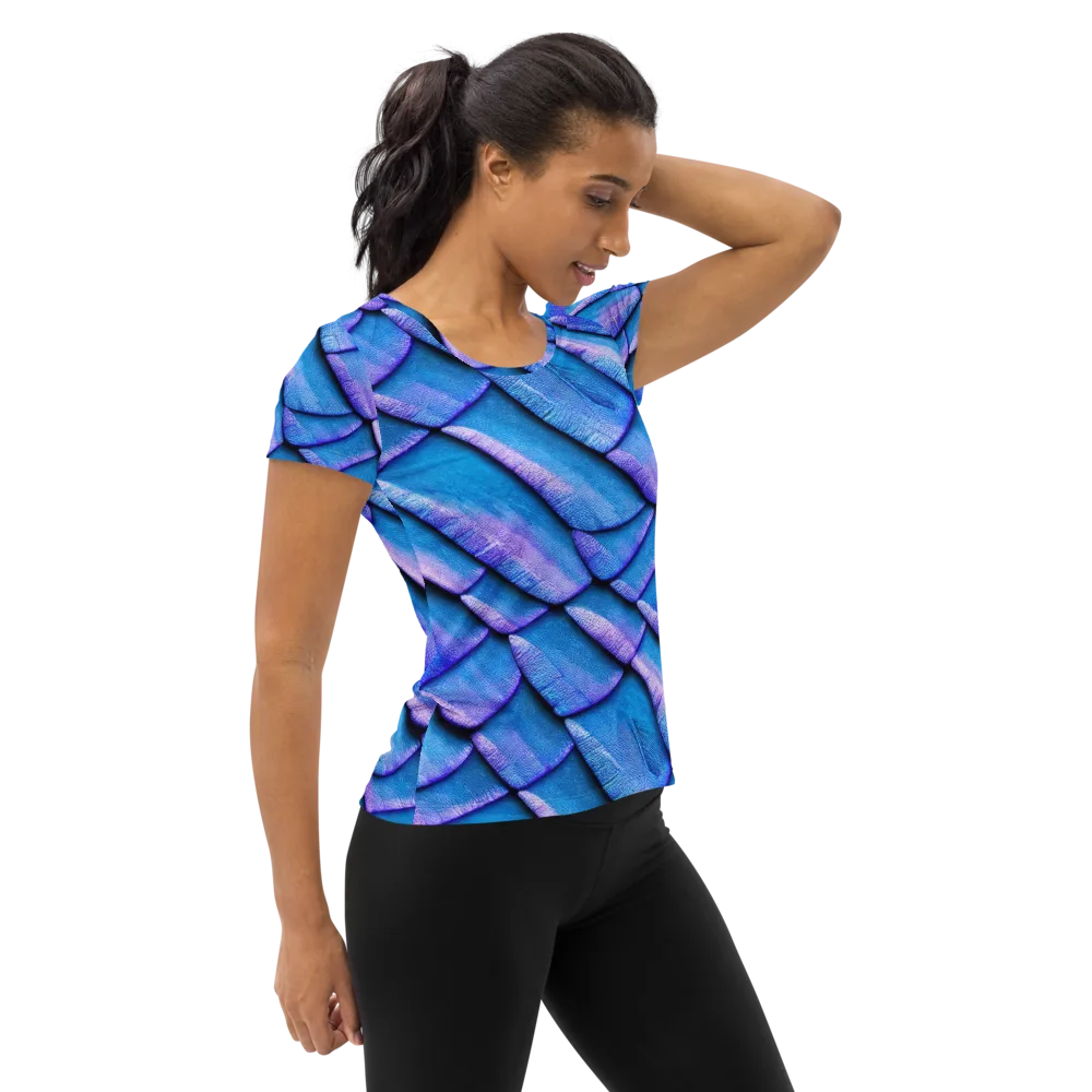 Electric Scales on Women's Athletic T-Shirt — Right