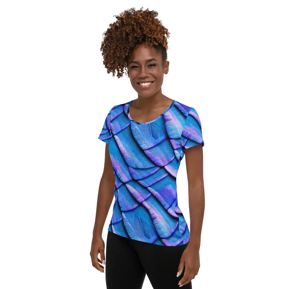 Electric Scales on Women's Athletic T-Shirt — Left