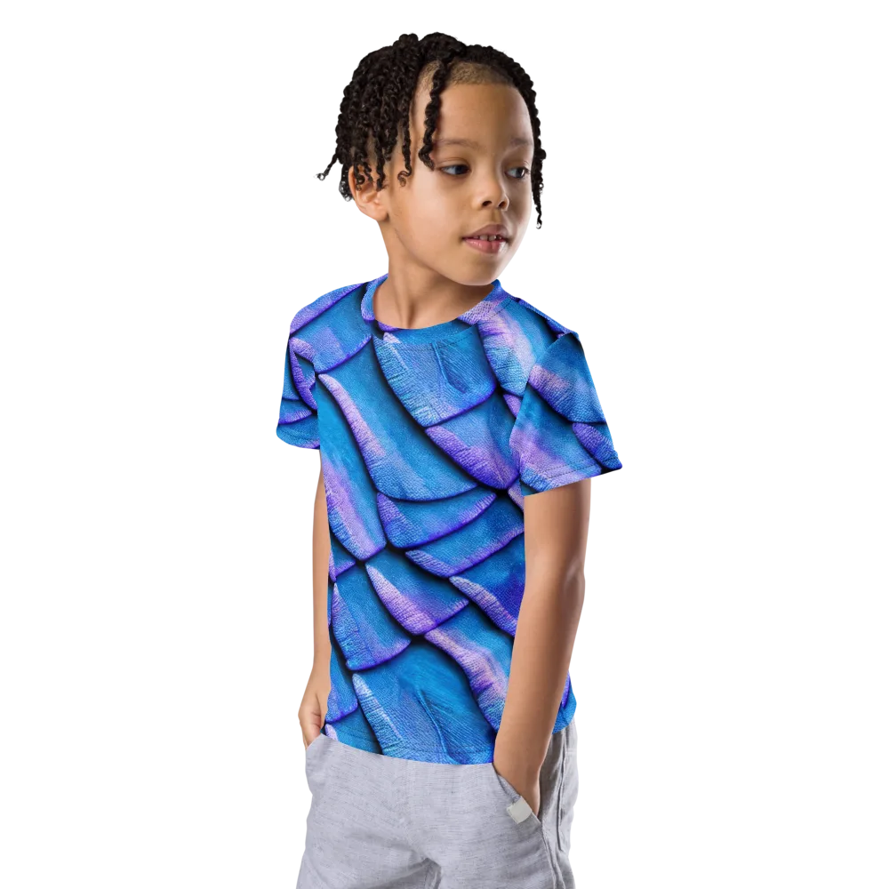 Electric Scales on Kids Crew Neck T-Shirt — Left Front