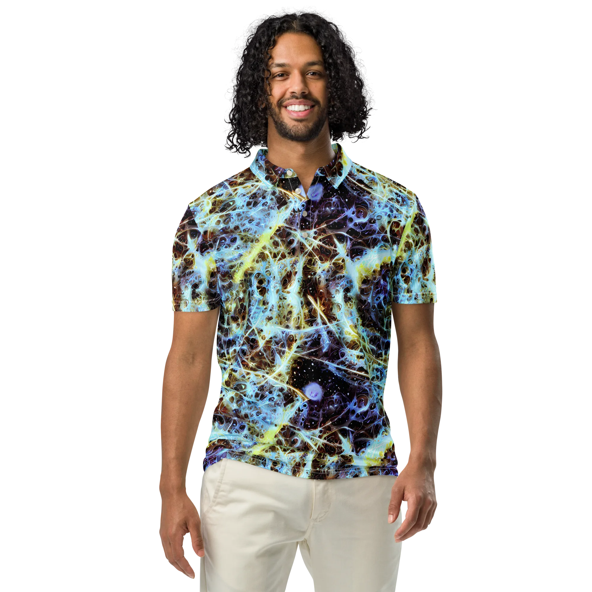 Iridescent Orbit on Men's Slim Fit Polo Shirt — Front