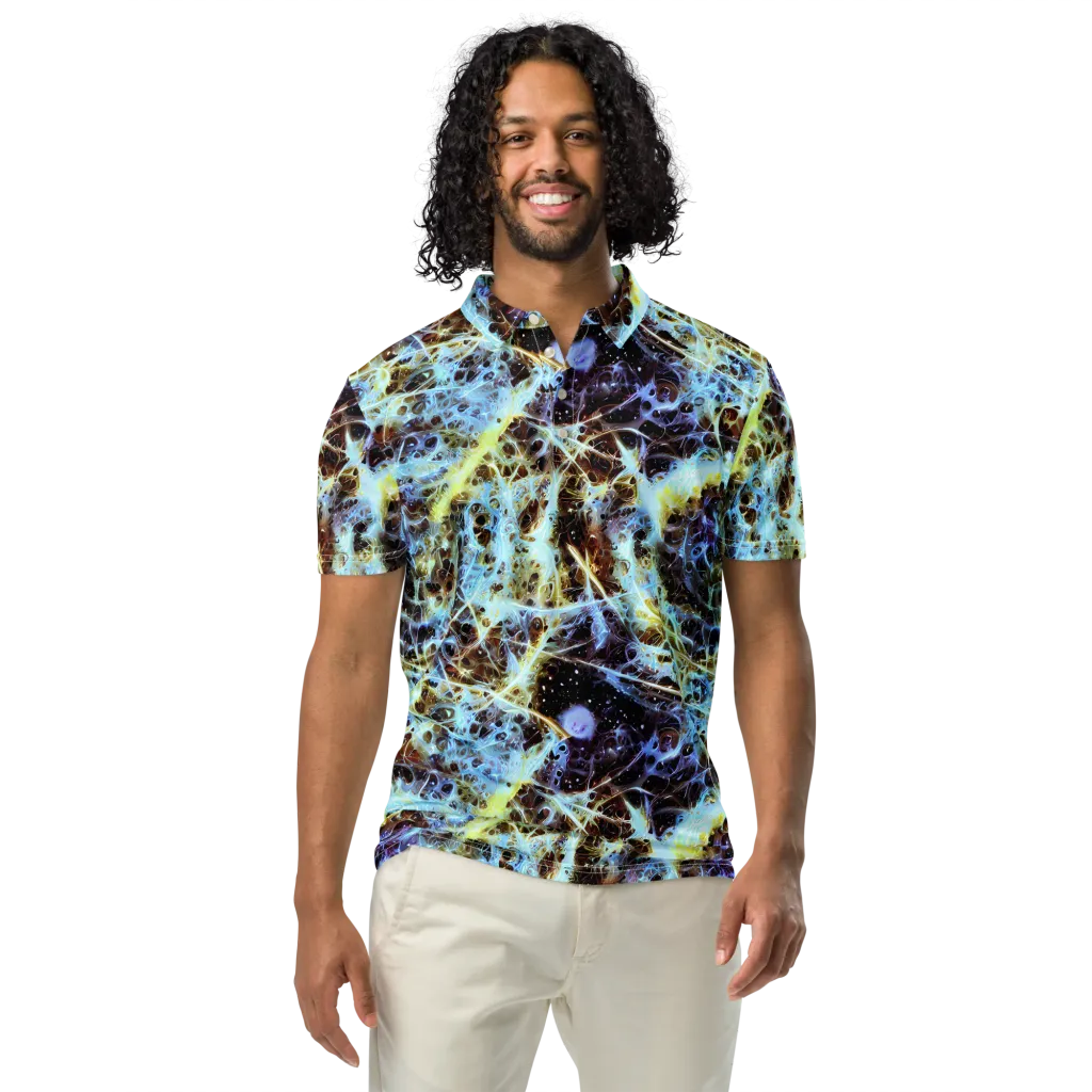 Iridescent Orbit on Men's Slim Fit Polo Shirt — Front