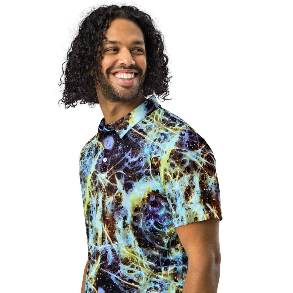 Iridescent Orbit on Men's Slim Fit Polo Shirt — Left Front