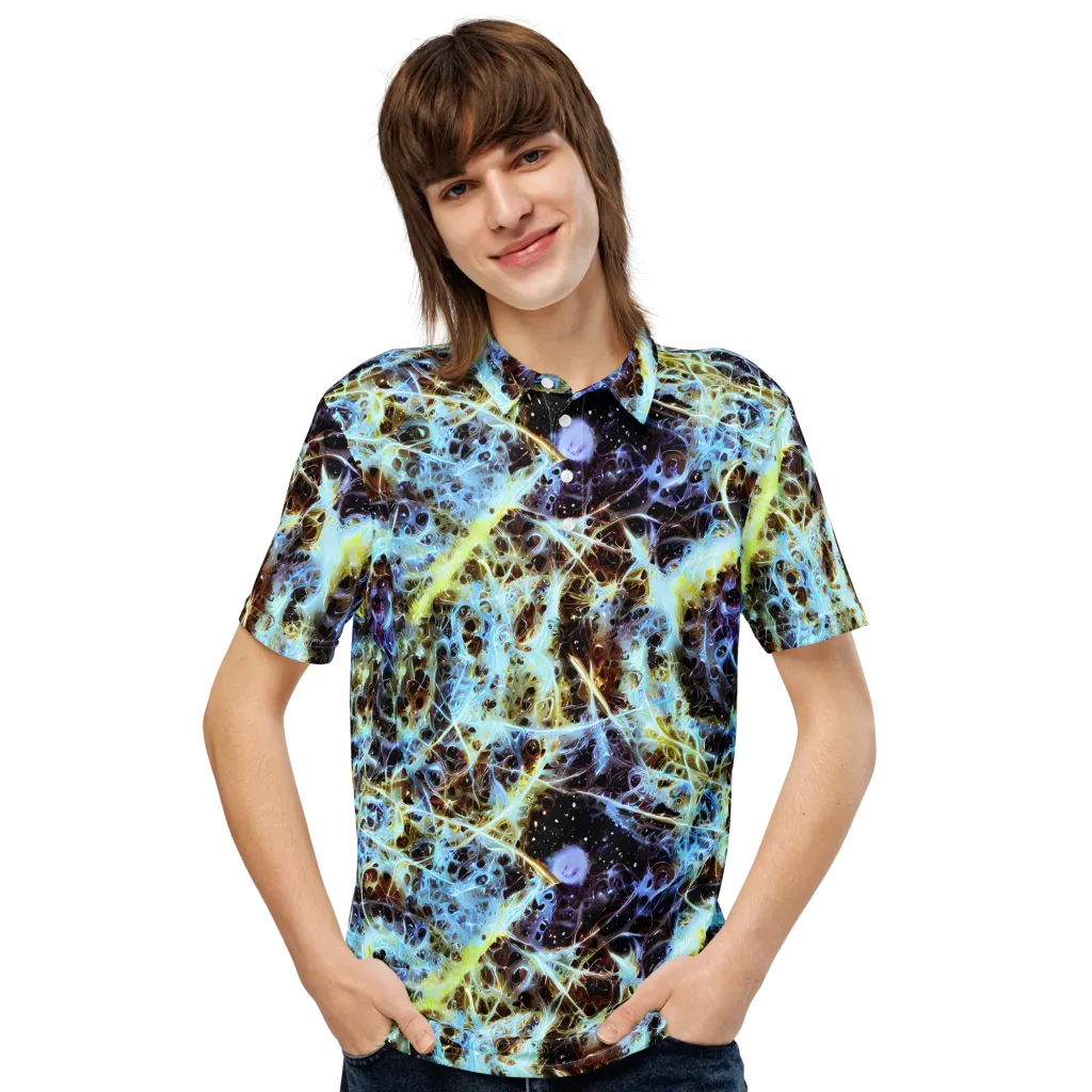 Iridescent Orbit on Men's Slim Fit Polo Shirt — Front