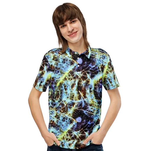 Iridescent Orbit on a Men's Slim Fit Polo Shirt