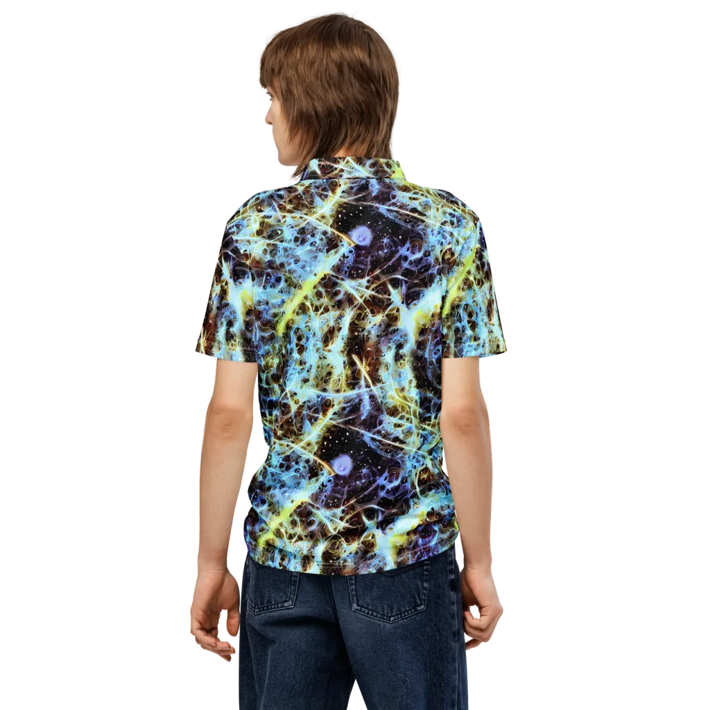 Iridescent Orbit on Men's Slim Fit Polo Shirt — Back