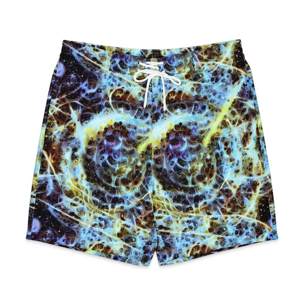 Iridescent Orbit on Men's Board Shorts — Front