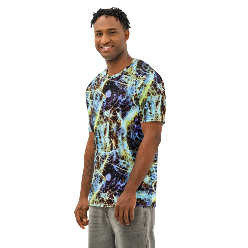 Iridescent Orbit on Men's Cotton Crew Neck T-Shirt — Left Front