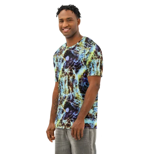 Iridescent Orbit on a Men's Cotton Crew Neck T-Shirt