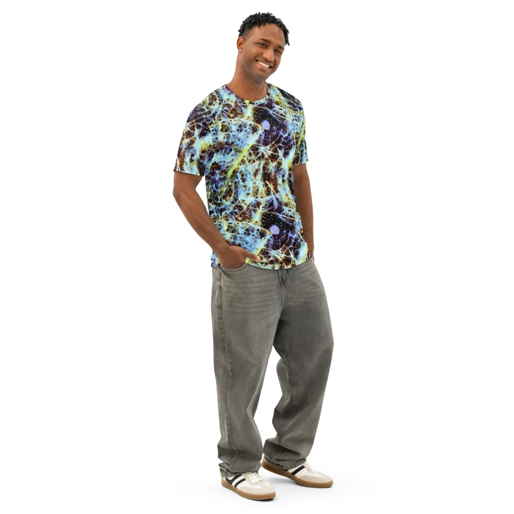 Iridescent Orbit on Men's Cotton Crew Neck T-Shirt — Right Front