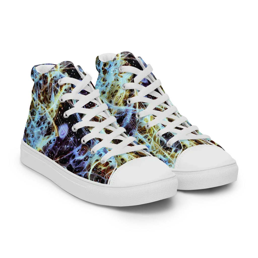 Iridescent Orbit on Men's High Top Canvas Shoes — Right Front