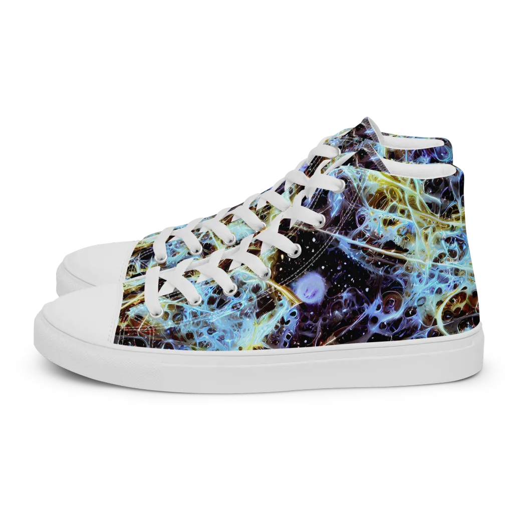 Iridescent Orbit on Men's High Top Canvas Shoes — Left