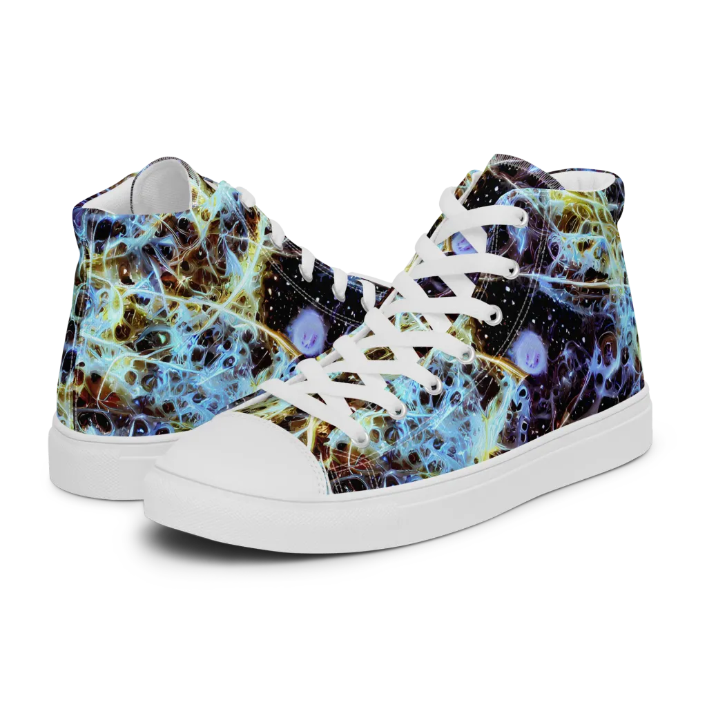 Iridescent Orbit on Men's High Top Canvas Shoes — Left