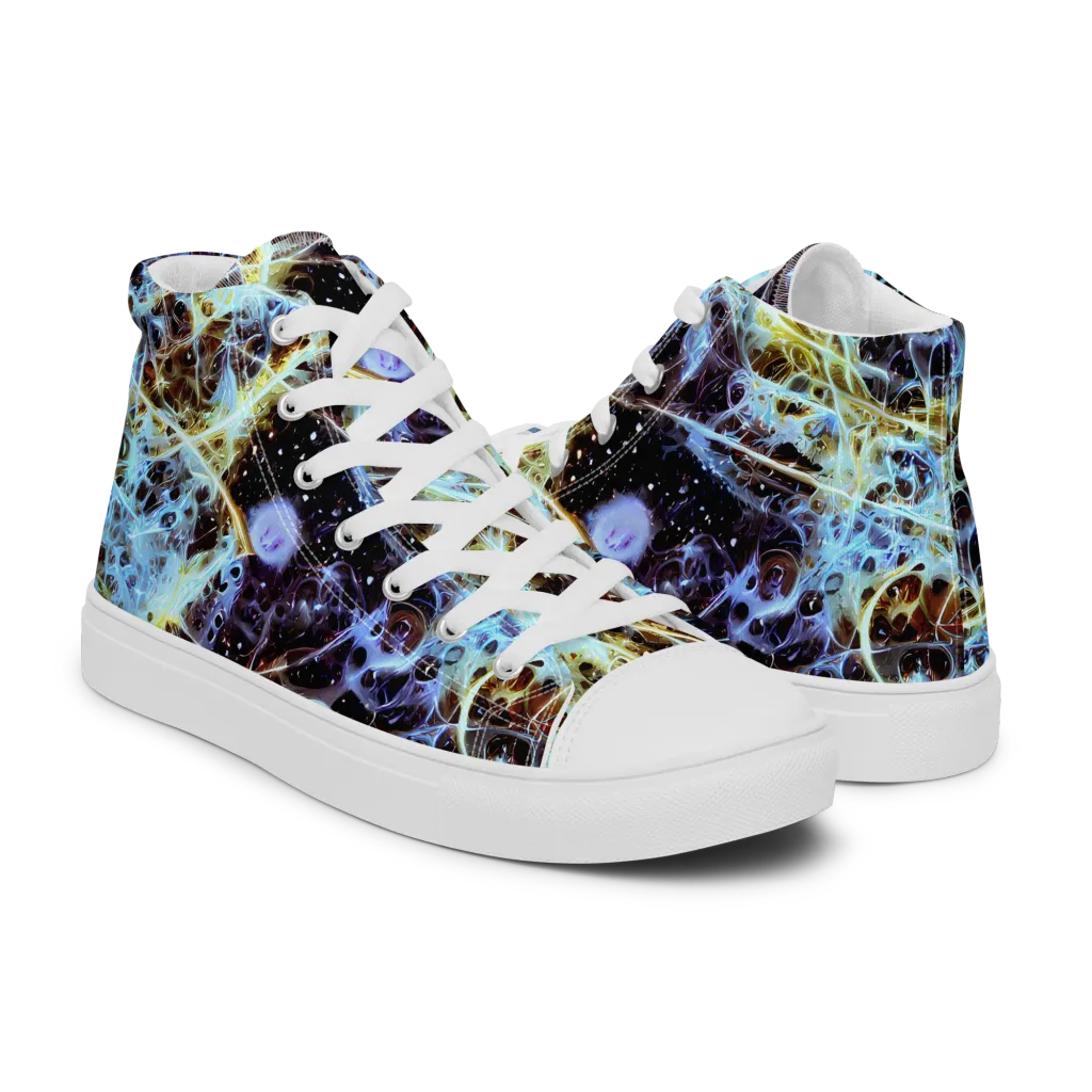 Iridescent Orbit on Men's High Top Canvas Shoes — Right