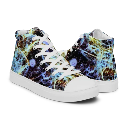 Iridescent Orbit on a Men's High Top Canvas Shoes