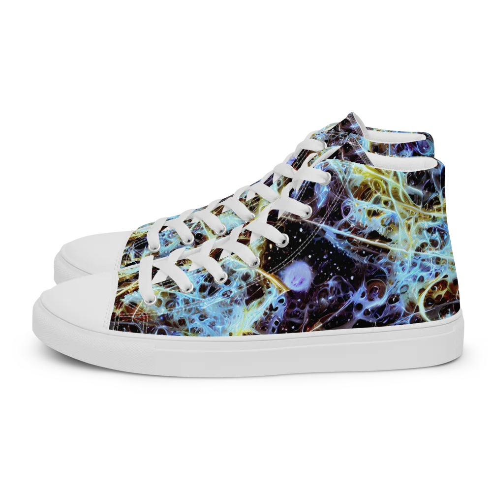 Iridescent Orbit on Women's High Top Canvas Shoes — Left