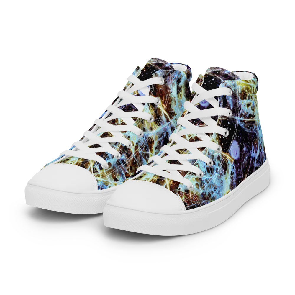 Iridescent Orbit on Women's High Top Canvas Shoes — Left Front