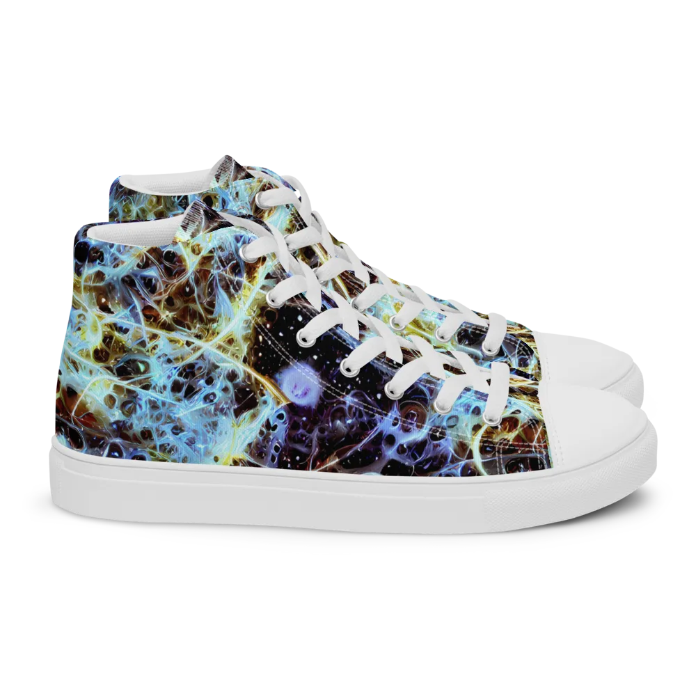 Iridescent Orbit on Women's High Top Canvas Shoes — Right