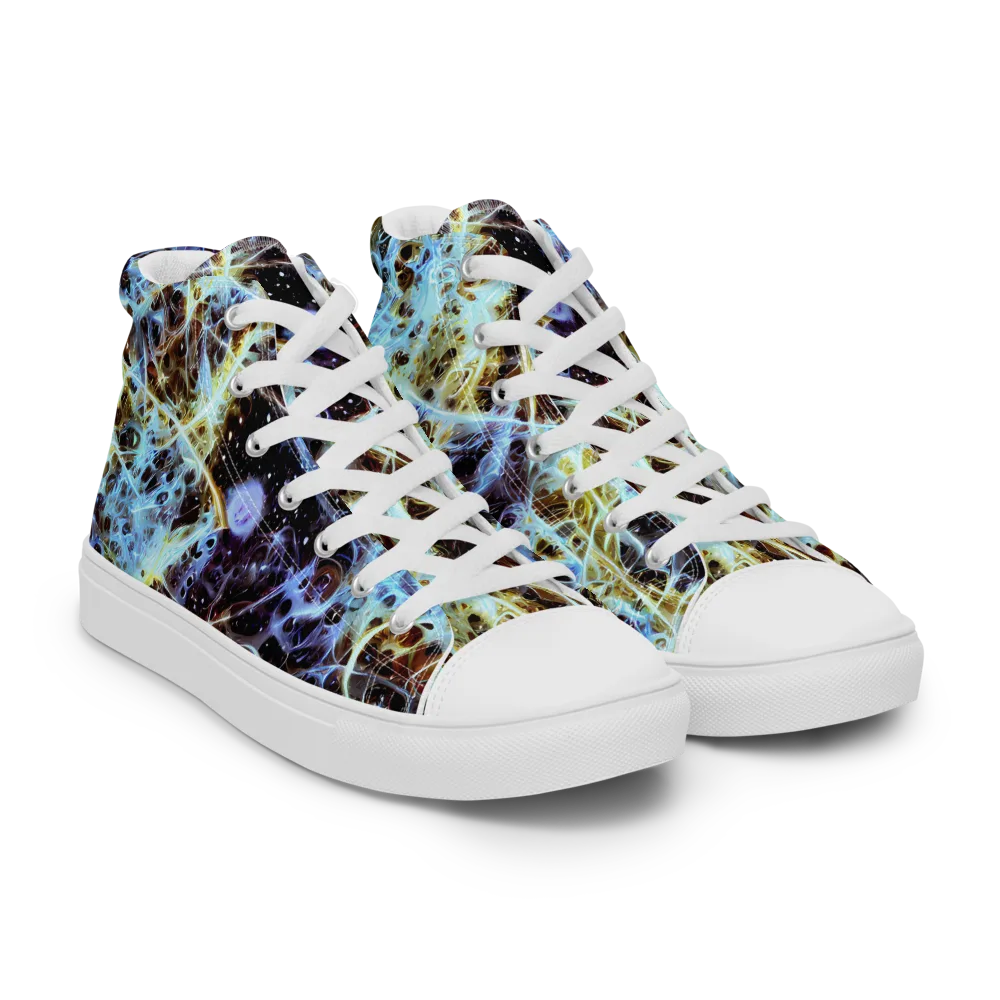 Iridescent Orbit on Women's High Top Canvas Shoes — Right Front