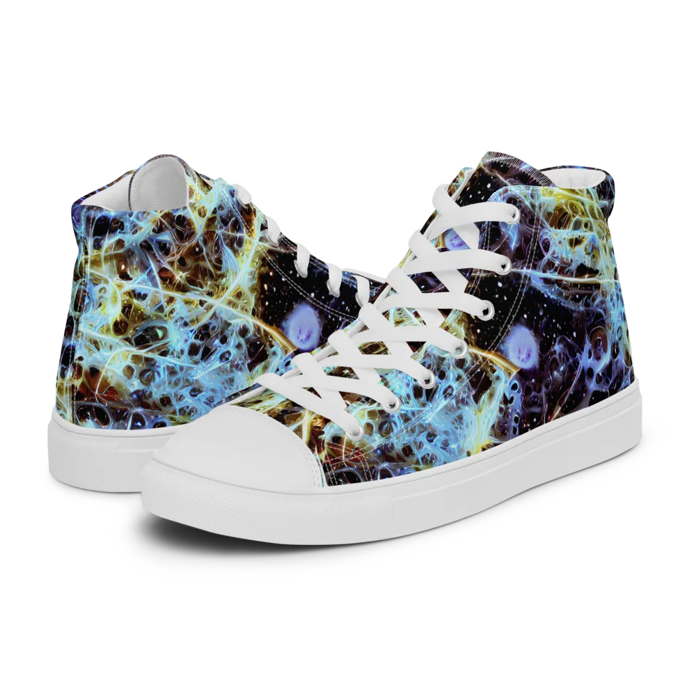 Iridescent Orbit on Women's High Top Canvas Shoes — Left
