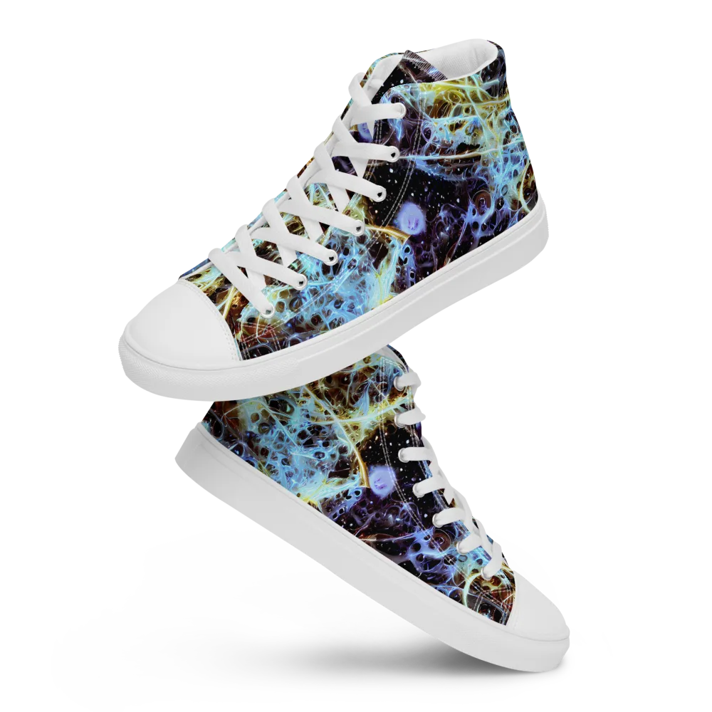 Iridescent Orbit on Women's High Top Canvas Shoes — Front