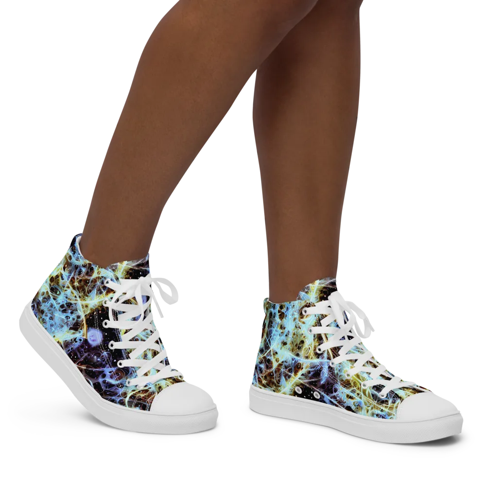 Iridescent Orbit on Women's High Top Canvas Shoes — Right