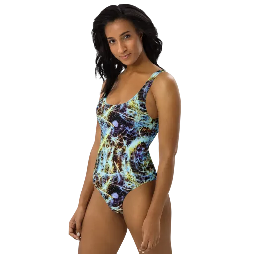 Iridescent Orbit on a One-Piece Swimsuit