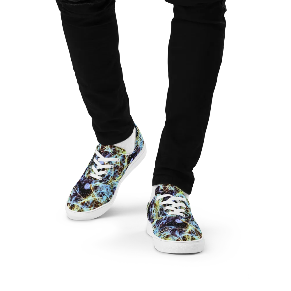 Iridescent Orbit on Men's Lace-Up Canvas Shoes — Front