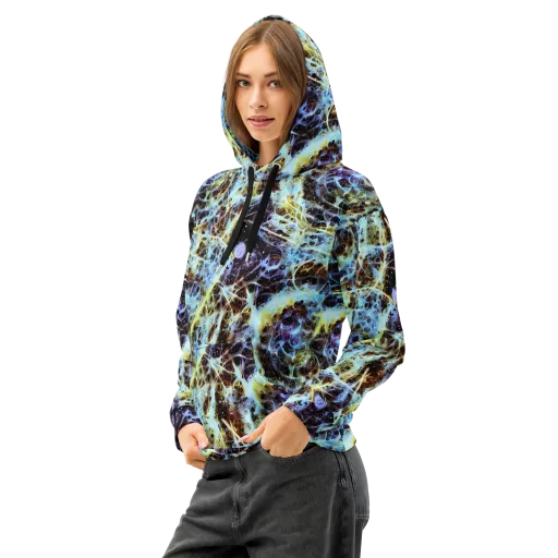 Iridescent Orbit on a Cotton Hoodie