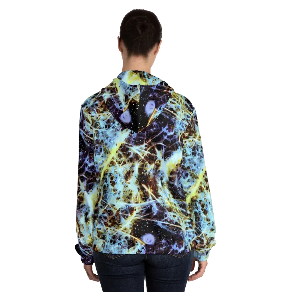 Iridescent Orbit on Women's Full-Zip Hoodie — Back On Person