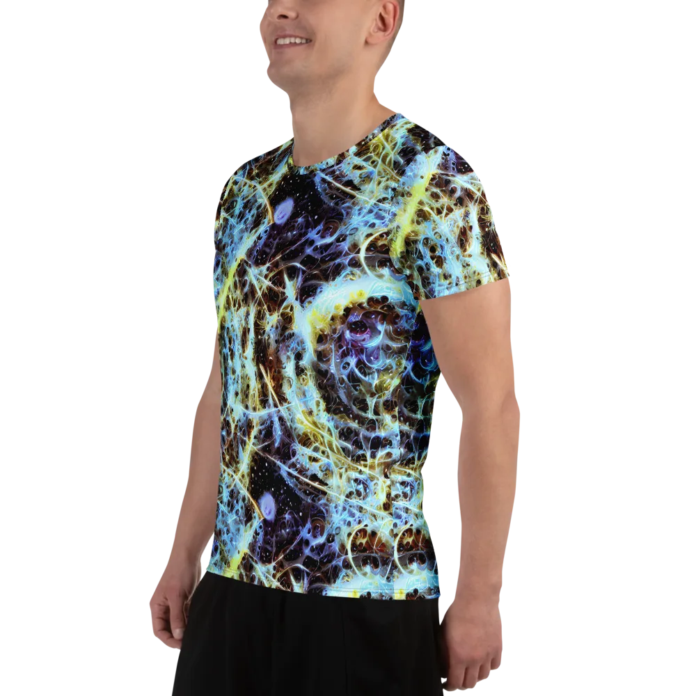 Iridescent Orbit on Men's Athletic T-Shirt — Left
