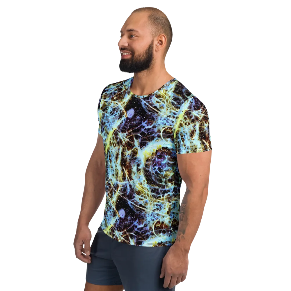 Iridescent Orbit on Men's Athletic T-Shirt — Left
