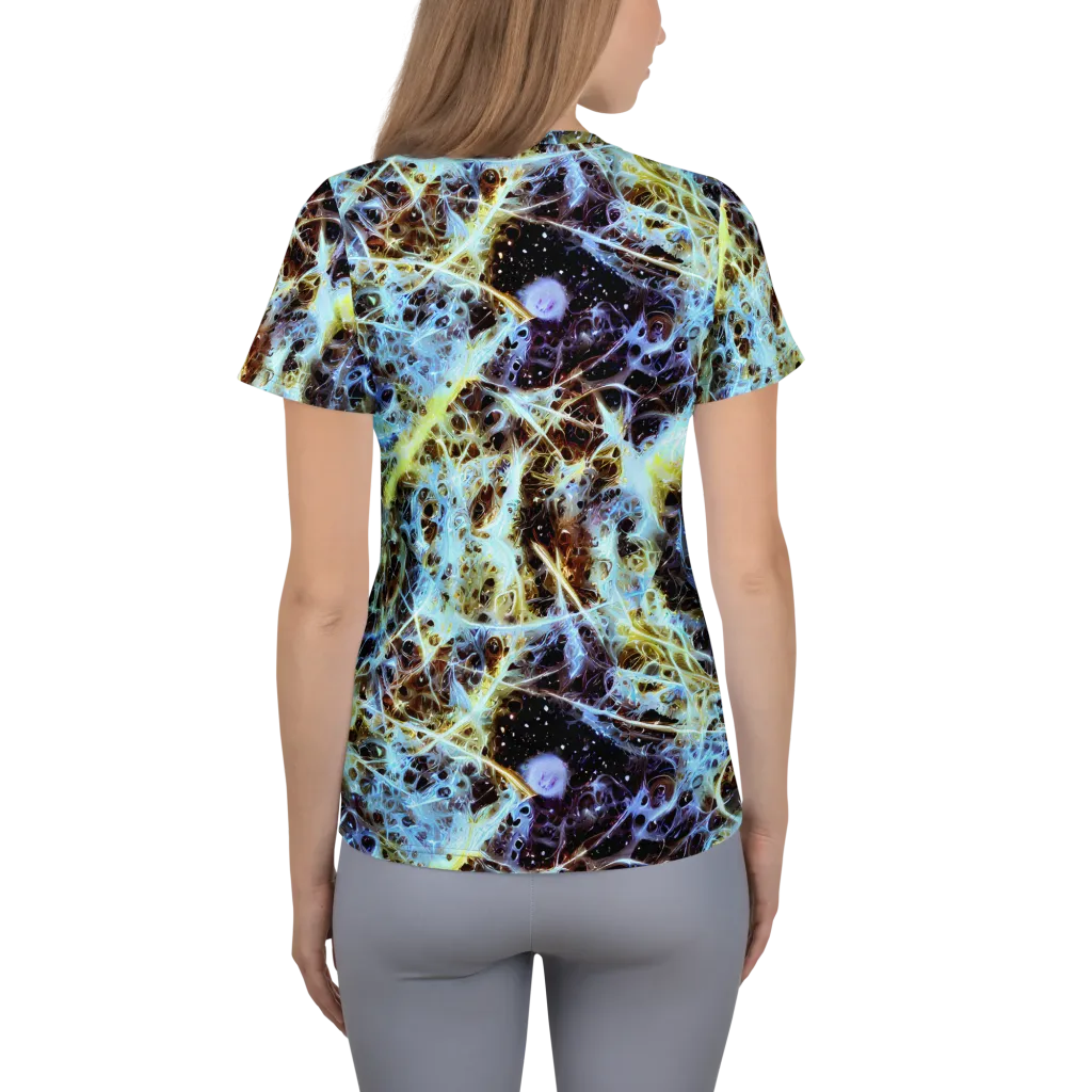 Iridescent Orbit on Women's Athletic T-Shirt — Back