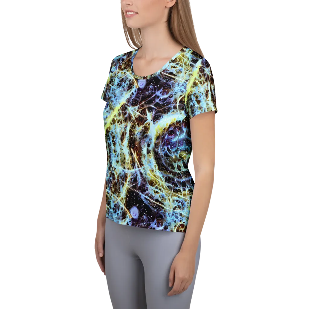 Iridescent Orbit on Women's Athletic T-Shirt — Left