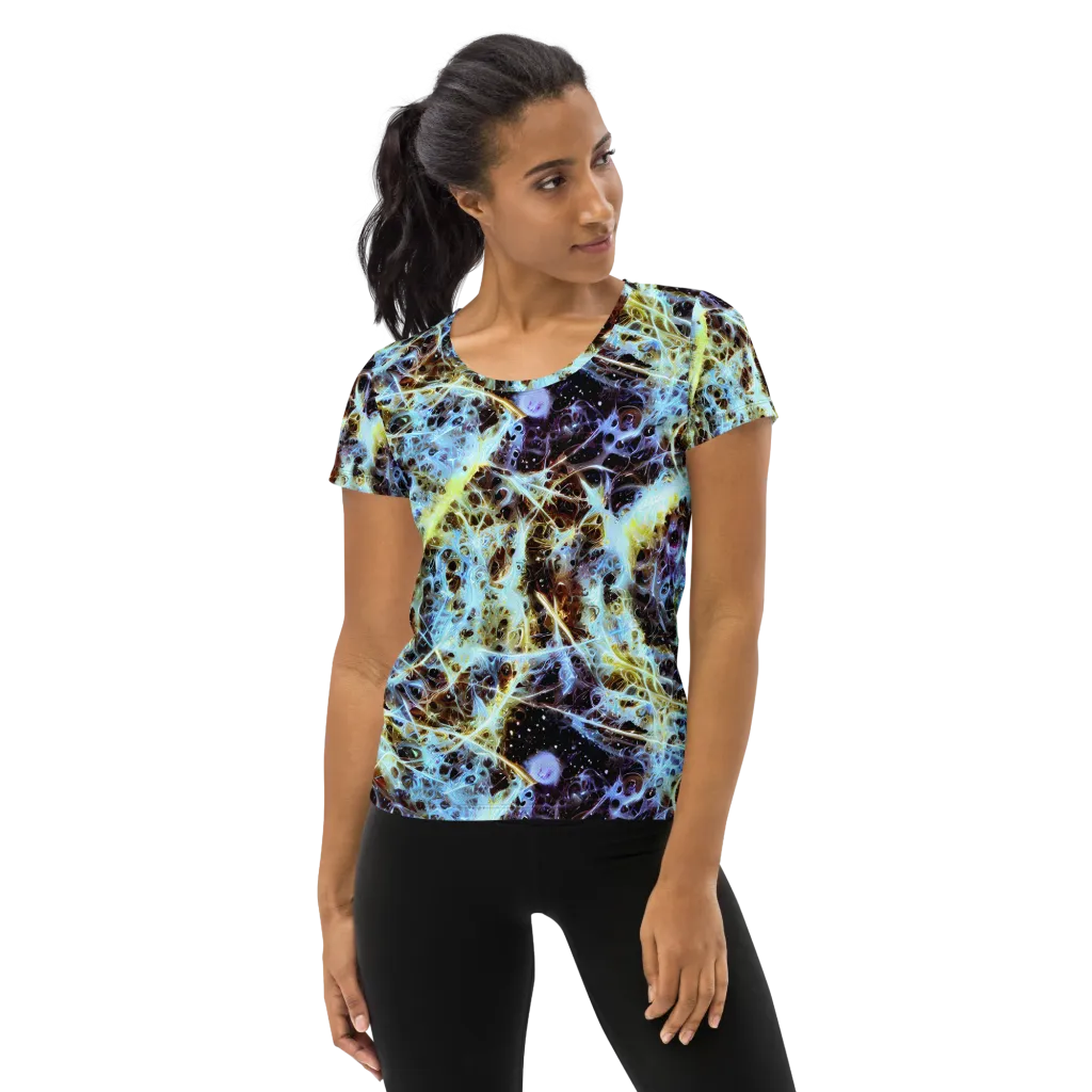 Iridescent Orbit on Women's Athletic T-Shirt — Front