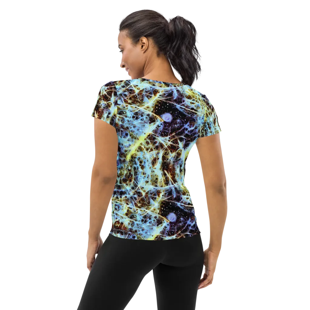 Iridescent Orbit on Women's Athletic T-Shirt — Back