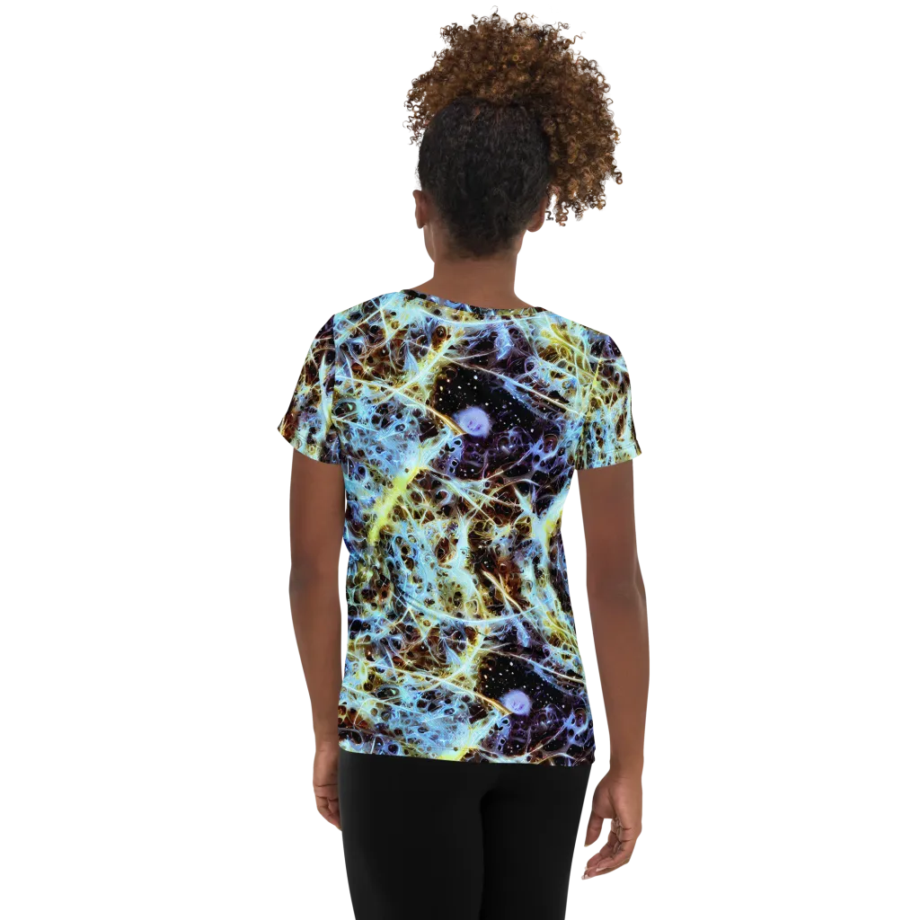 Iridescent Orbit on Women's Athletic T-Shirt — Back
