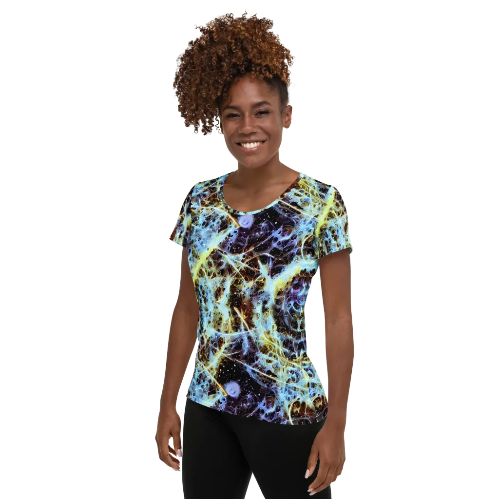 Iridescent Orbit on Women's Athletic T-Shirt — Left