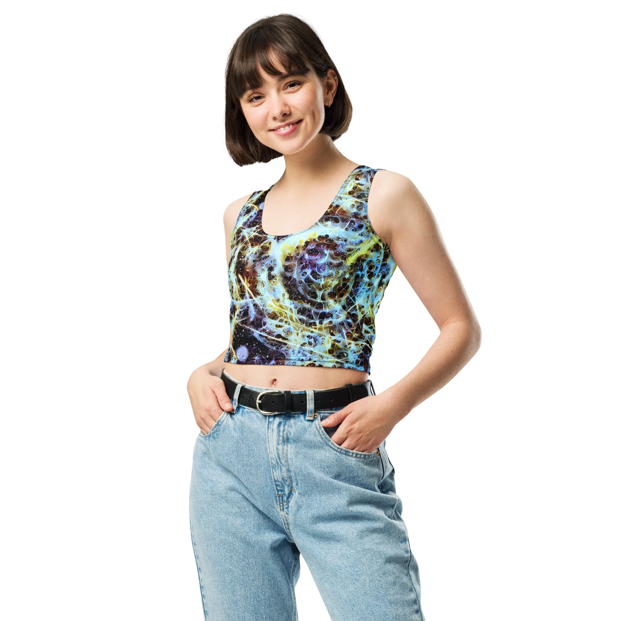 Iridescent Orbit on Crop Top — Front