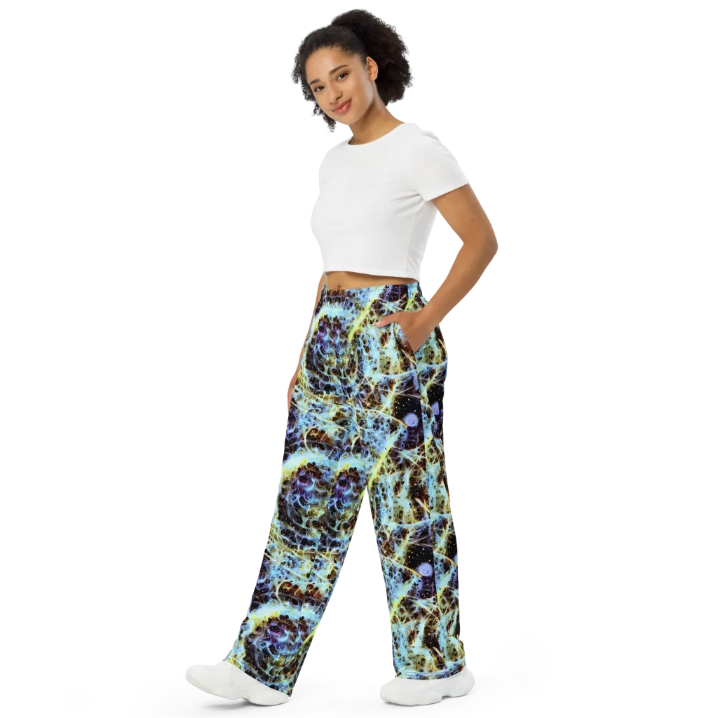 Iridescent Orbit on Wide-Leg Pants — Left Front