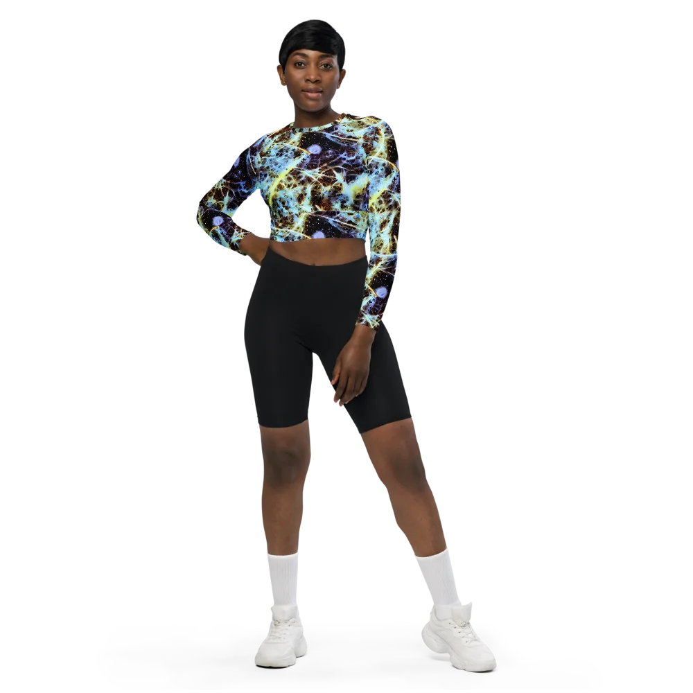 Iridescent Orbit on Long Sleeve Crop Top — Front