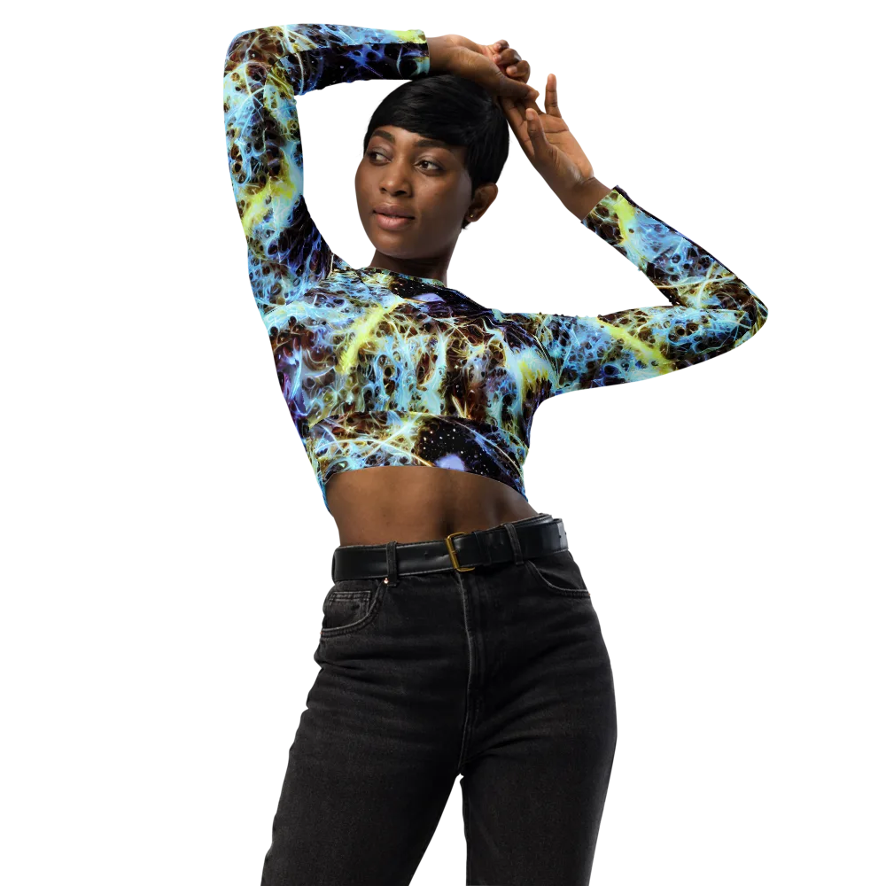 Iridescent Orbit on Long Sleeve Crop Top — Front