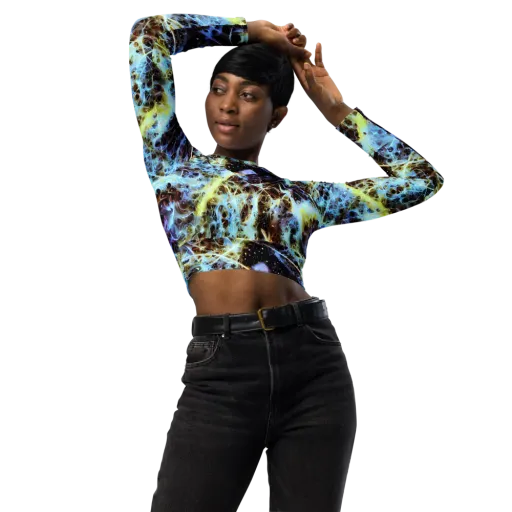 Iridescent Orbit on a Long Sleeve Crop Top