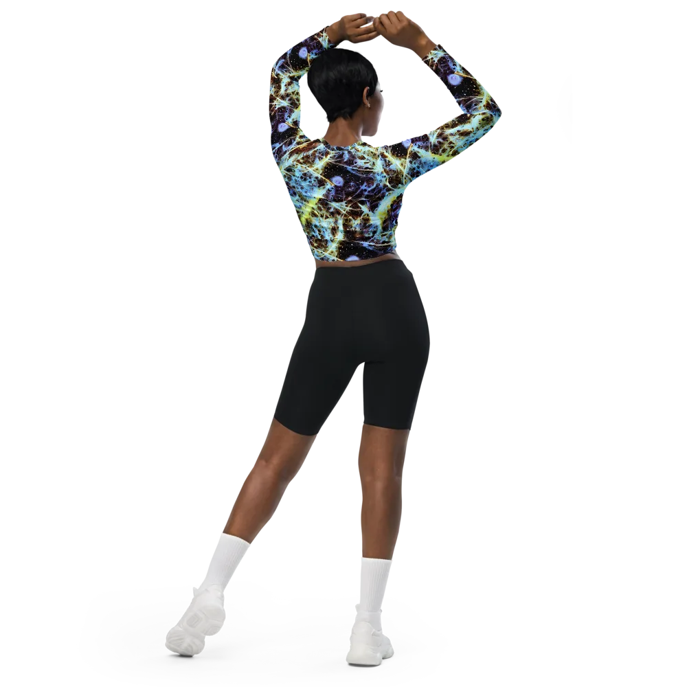 Iridescent Orbit on Long Sleeve Crop Top — Back