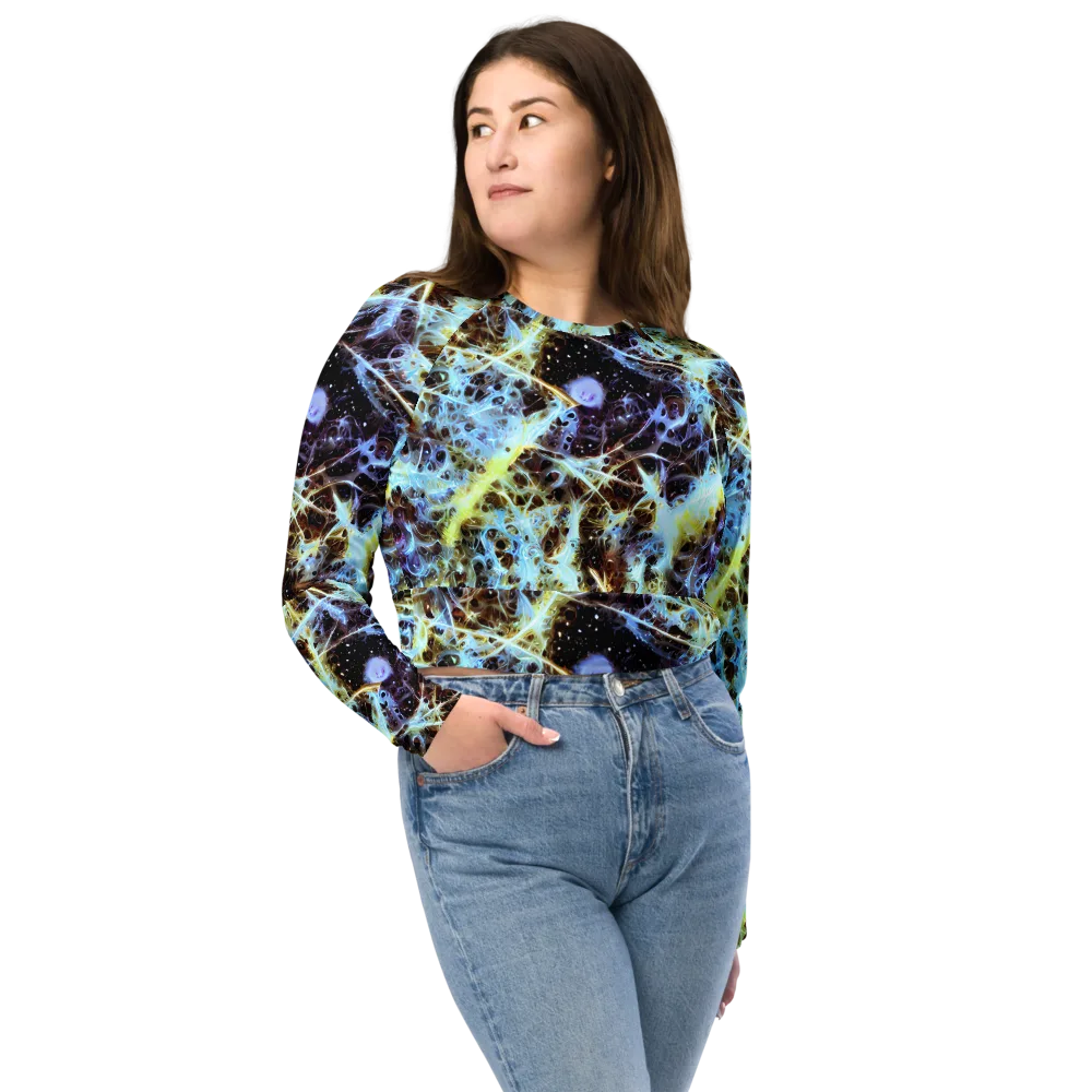 Iridescent Orbit on Long Sleeve Crop Top — Front