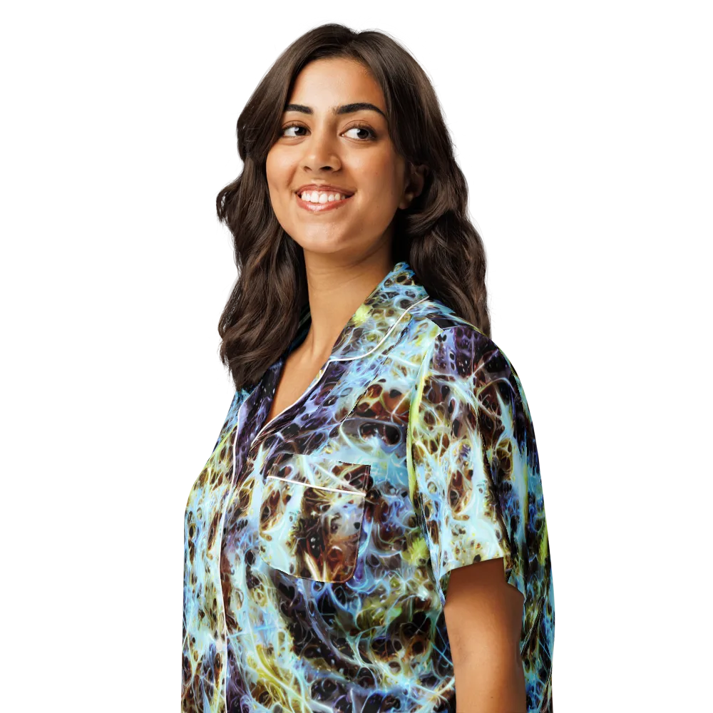 Iridescent Orbit on Women's Short Sleeve Pajama Top — Left Front