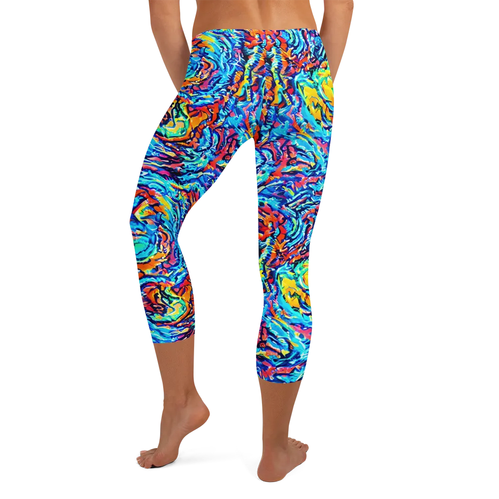 Painted Voltage on Capri Leggings — Back