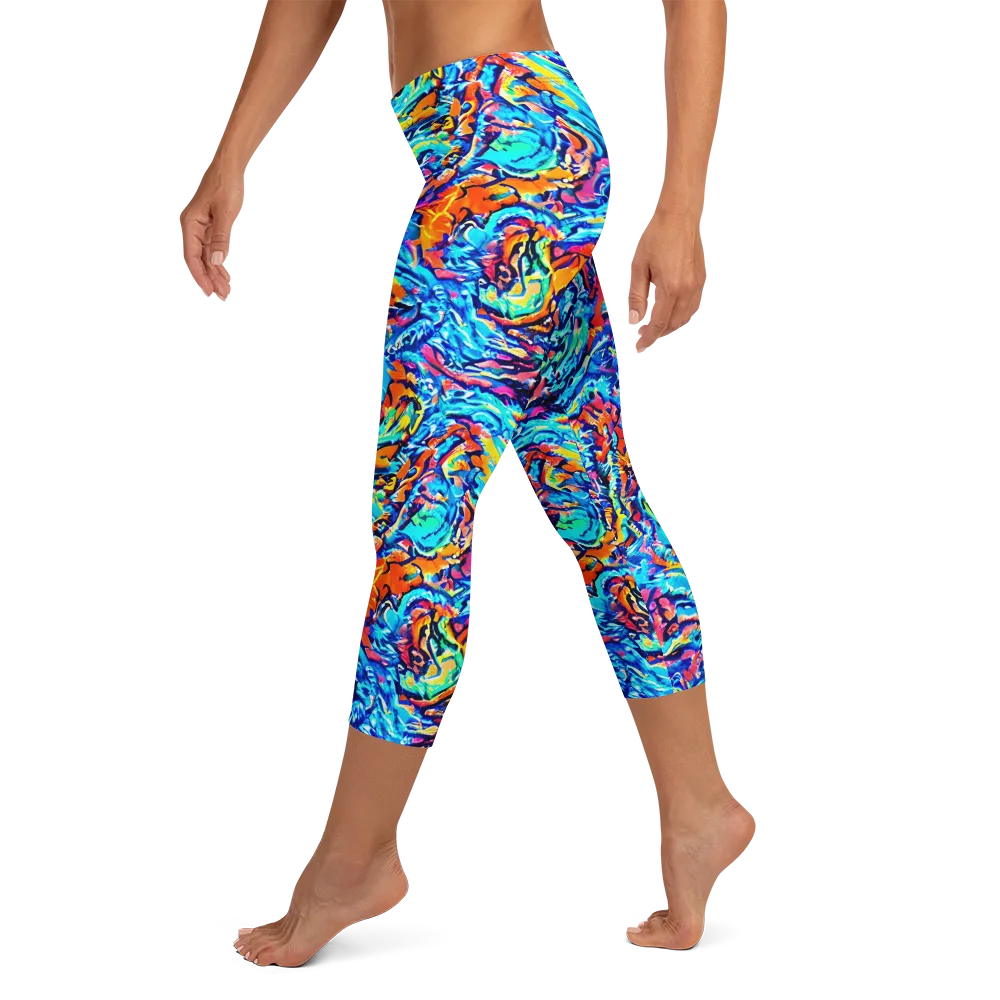 Painted Voltage on Capri Leggings — Left
