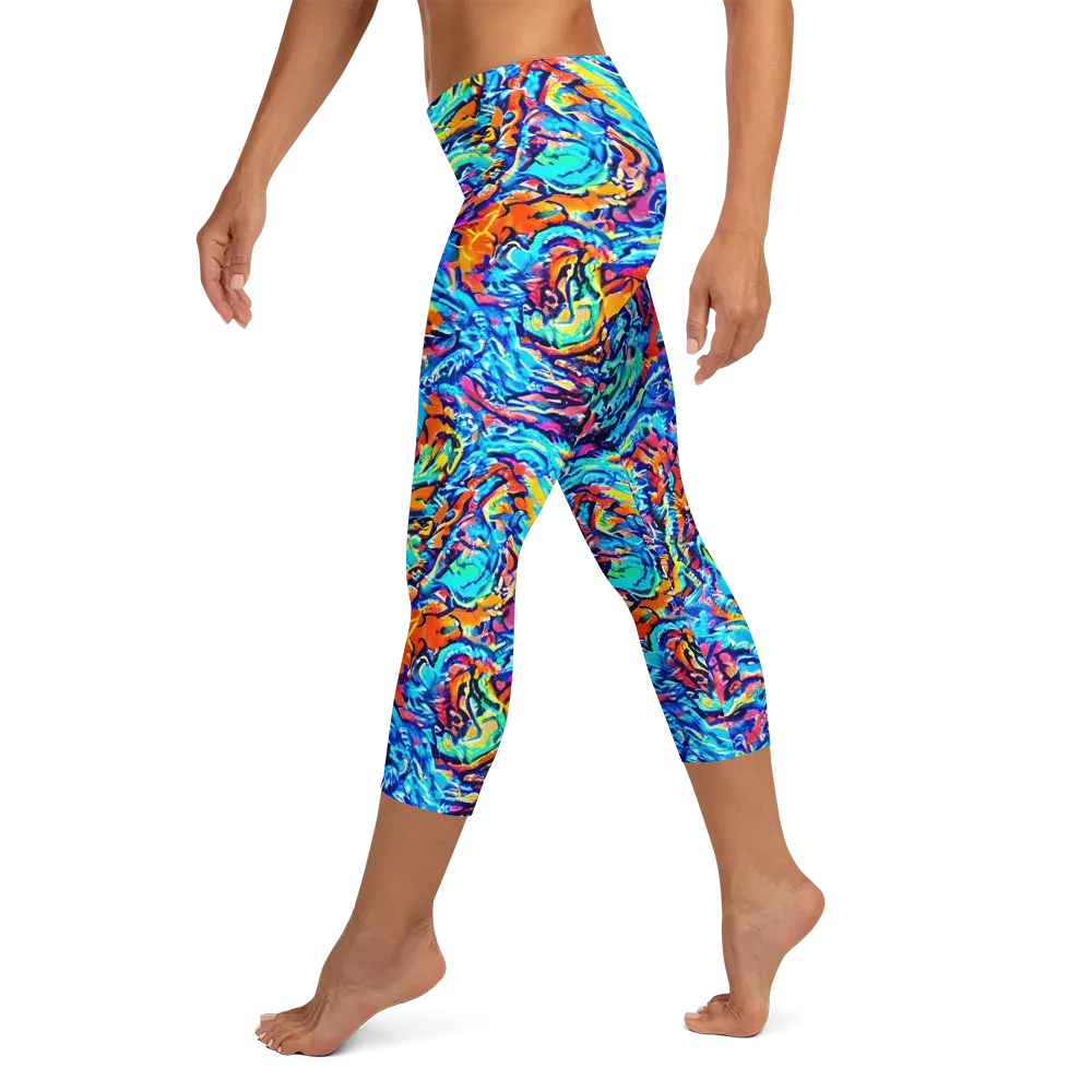 Painted Voltage on Capri Leggings — Left